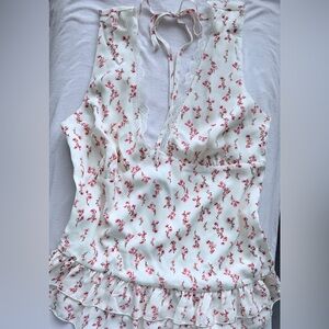 Floral Sleeveless Top with Lace Detail